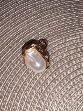 Gold Pearl Statement Ring - Cream Pearl Cocktail Ring